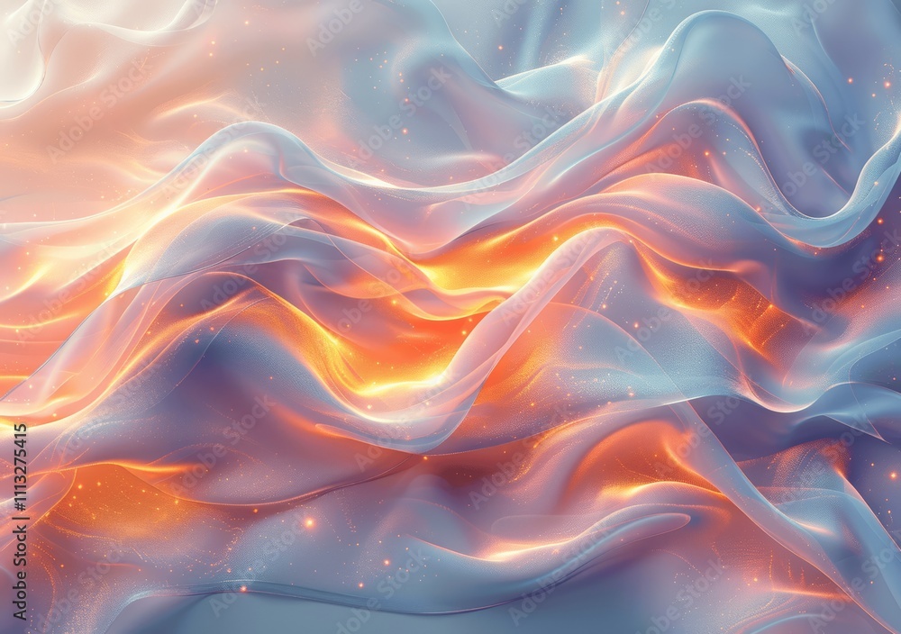 Poster holographic iridescent abstract background with soft color waves and elegant curves