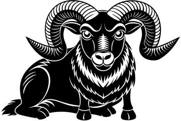 Cute angry ram sitting and standing vector art illustration
