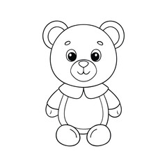 A delightful coloring page featuring a cute teddy bear with a big smile, holding a heart. Perfect for kids to enjoy and bring to life with vibrant colors!