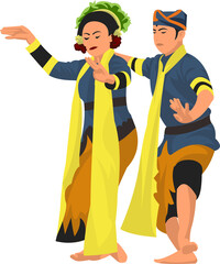 Illustration of Traditional Couple Dance