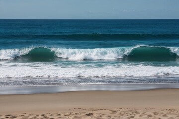 Serene Waves and Gentle Surf on a Scenic Summer Beach