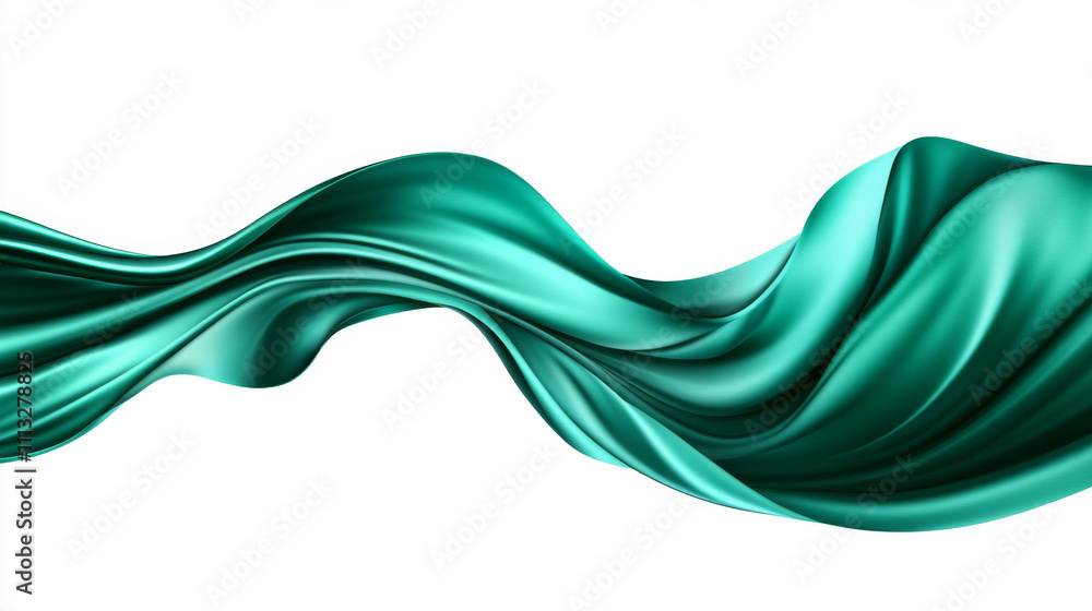 Poster green drapery silk fabric luxury background. wavy abstract satin cloth vector texture pattern. smoot
