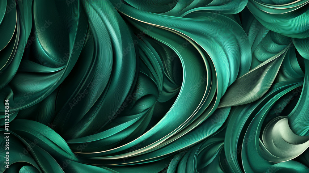 Poster green drapery silk fabric luxury background. wavy abstract satin cloth vector texture pattern. smoot