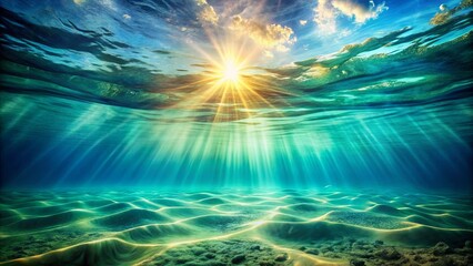 Submerged Serenity Sunbeams Illuminate Ocean Floor's Gentle Undulations