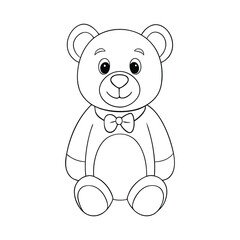 A delightful coloring page featuring a cute teddy bear with a big smile, holding a heart. Perfect for kids to add their favorite colors and spark creativity!