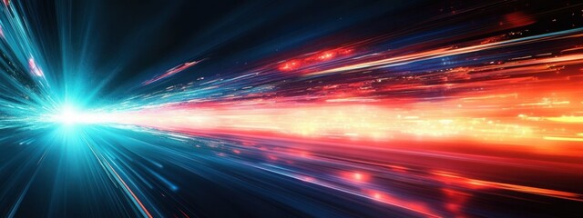 Obraz premium Futuristic Abstract Art Dynamic Light Trails Vibrant Color Palette Geometric Shape Technology Illustration
