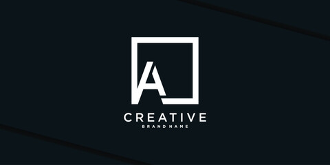 Abstract square initial letter A logo design. Premium Vector