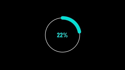 22 percent number circle loading icon pie chart background illustration.