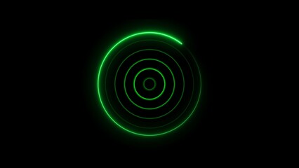 Technology glowing neon circle radio wave background 4k illustration.