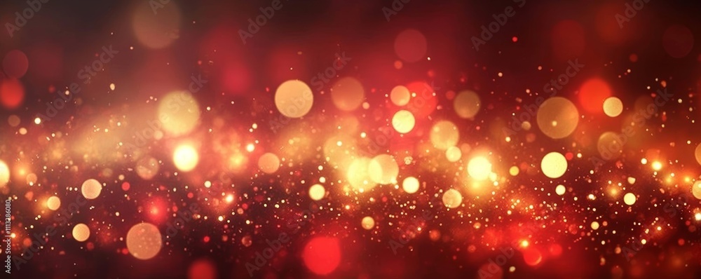 Poster festive bokeh lights background red gold glimmering sparkle abstract design