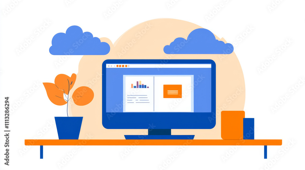 Poster cloud computing online storage low poly. polygonal future modern internet business technology. blue 