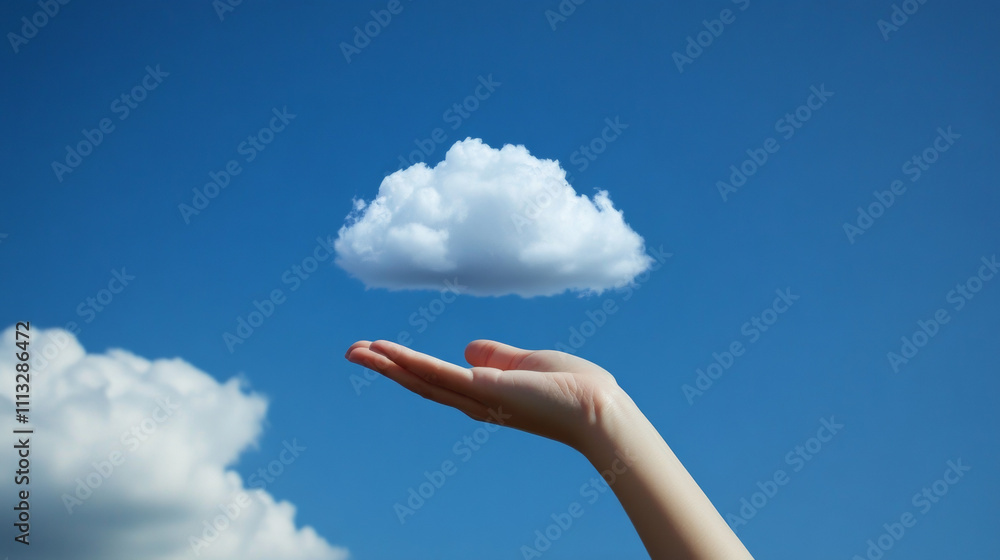 Poster cloud computing online storage low poly. polygonal future modern internet business technology. blue 