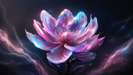 cherry blossom flower in cosmic background, created by generative AI