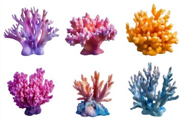 Naklejka premium Set of Colorful coral isolated in white background