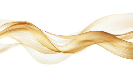 Soft wave of swirling golden smoke transparent background