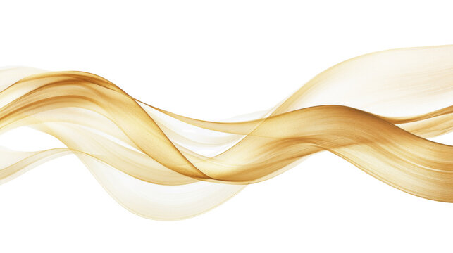 Soft wave of swirling golden smoke transparent background