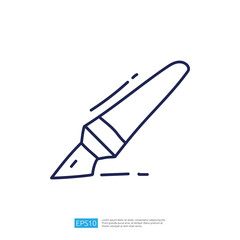 A simple line drawing of a fountain pen, angled as if in motion, suggesting writing or creativity.