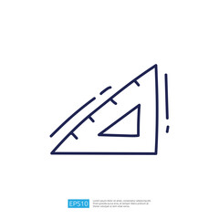 A simple line drawing of a triangular ruler, often used in drafting and geometry, depicting measurement and design concepts.