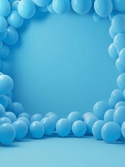 Festive sweet blue balloons background banner celebration theme, copyspace area, empty scape for text - ai