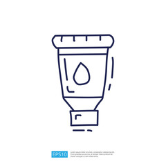 A simple line drawing of a tube, likely for paint or cream, with a droplet symbol, suggesting its use for dispensing a liquid substance.