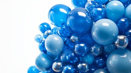 Festive sweet blue balloons background banner celebration theme, copyspace area, empty scape for text - ai