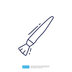 A simple line drawing of a paintbrush, illustrating the tool's shape and bristles, often used in art and craft activities.