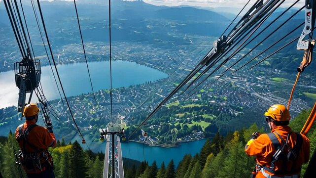 The final stage of the cable car construction project