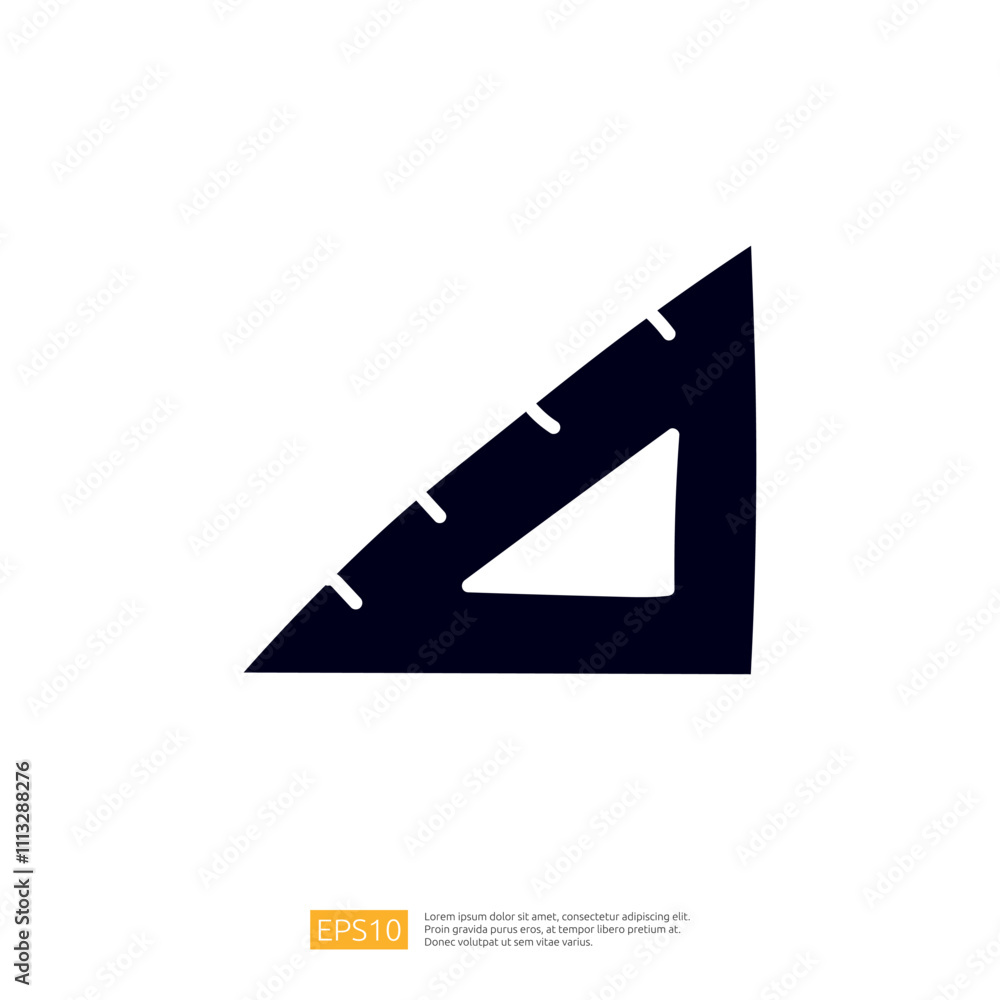Poster The image features a dark silhouette of a triangular ruler, commonly used in geometry and drafting to measure angles and create precise lines.