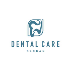Simple dental care health logo design with modern line concept dental clinic template illustration