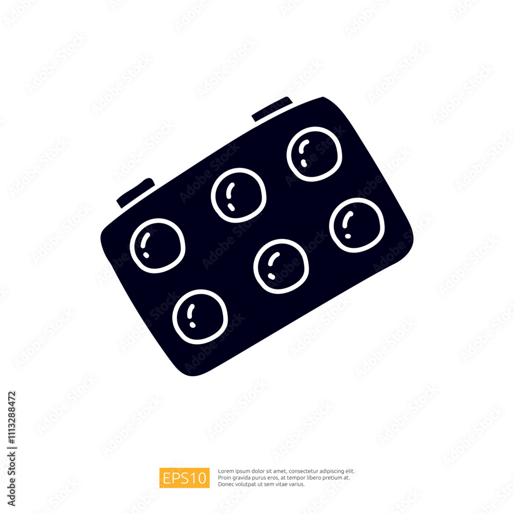 Aufkleber the image depicts a simple graphic representation of a palette with six circular wells, commonly use