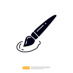 A simple illustration of a paintbrush dipped in paint, symbolizing creativity and artistic expression.
