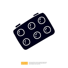 The image depicts a simple graphic representation of a palette with six circular wells, commonly used for mixing colors in art.