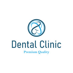 Simple dental care health logo design with modern line concept dental clinic template illustration