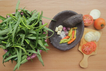 vegetables on a wooden board