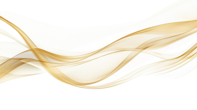 Soft wave of swirling golden smoke transparent background