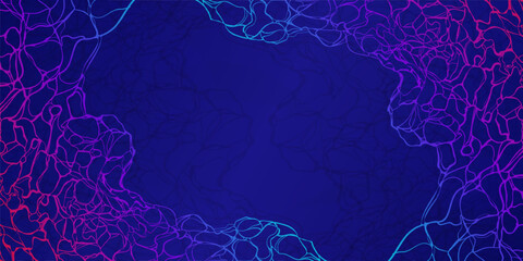 Artistic hand drawn line frame in dark blue background, colorful nerve pattern suitable for motivational words frames, presentation backgrounds, business cards, and luxury invitations.