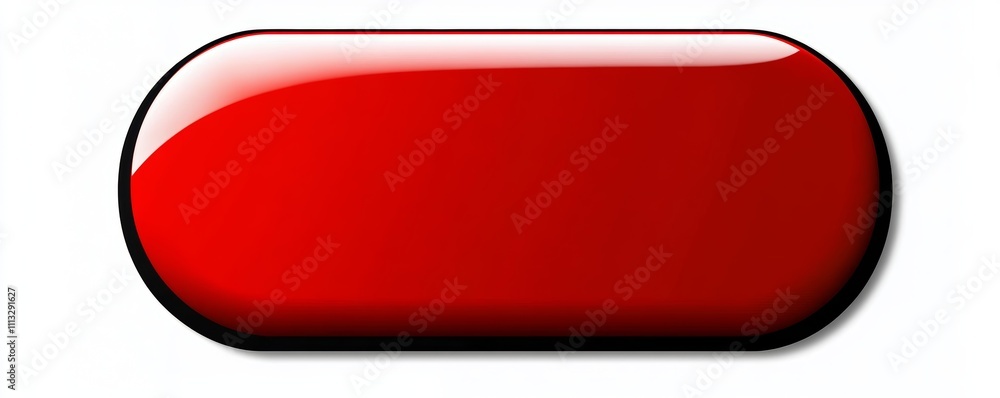 Poster red rounded corner button simple 3d effect digital illustration minimalist design