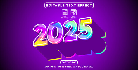 Obraz premium Text effect style new year 2025 theme