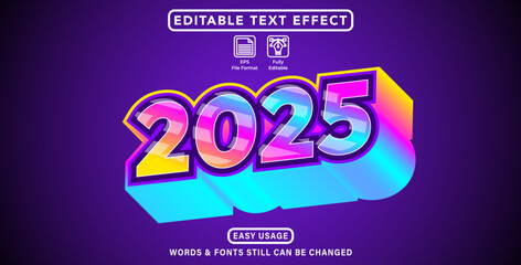 Obraz premium Text effect style new year 2025 theme