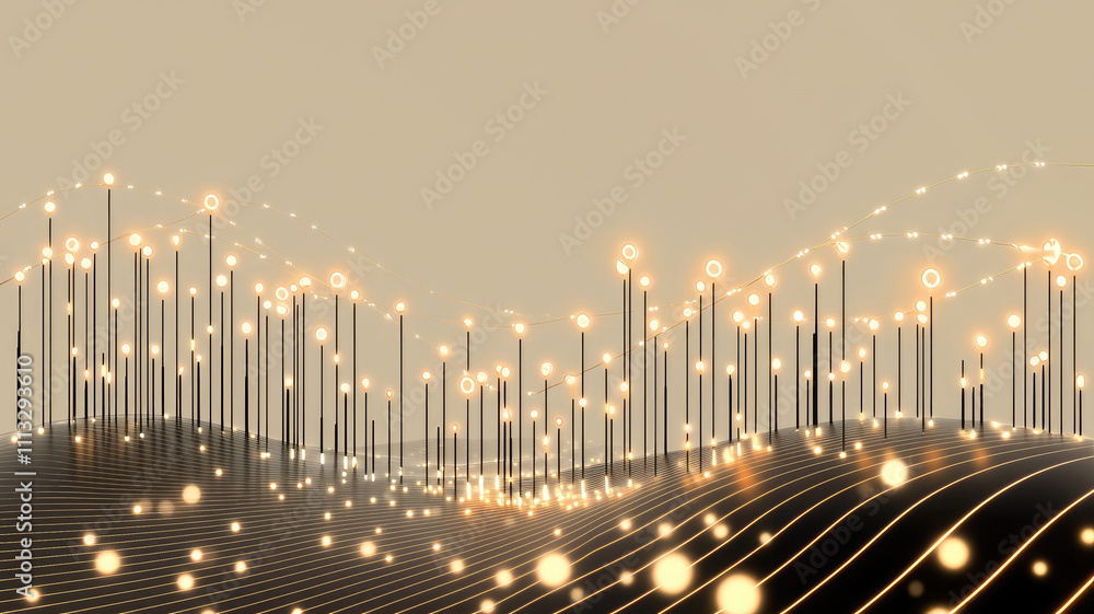 Poster glowing abstract light pattern with waves on soft background