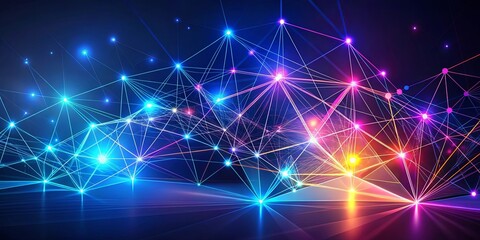 Fototapeta premium Abstract glowing network connections forming a vibrant digital landscape
