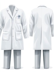 Naklejka premium laboratory uniform. White uniform icon for pharmaceutical research workers. Hospital staff costume, doctor, nurse. Isolated illustration.
