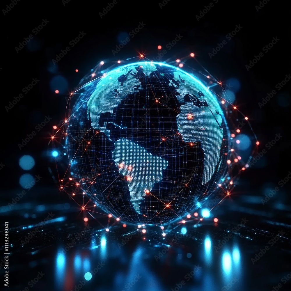 Poster global connectivity network concept high-tech communication technology banner
