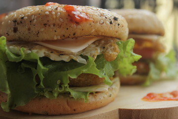 sandwich with ham and vegetables