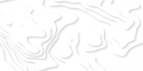 Abstract wavy line 3d paper cut white background. Topographic canyon geometric map relief texture with curved layers and shadow. Abstract realistic papercut decoration textured with wavy layers