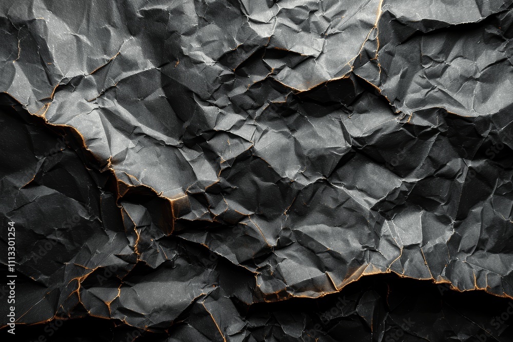 Poster crumpled black paper texture for design templates dark background with copy space
