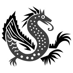 Naklejka premium black and white dragon