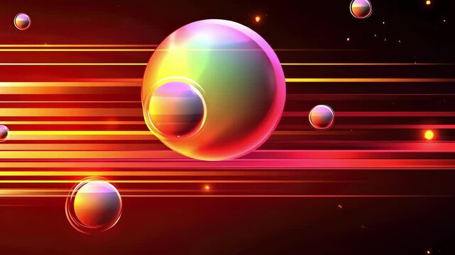 Vibrant abstract red and pink cosmic bubbles and light streaks on dark background