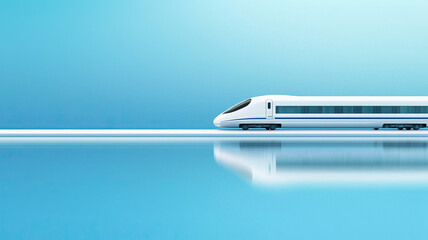 High speed train on minimalistic background with reflection and blue tones