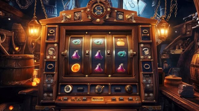 Vintage Slot Machine with Pirate Theme